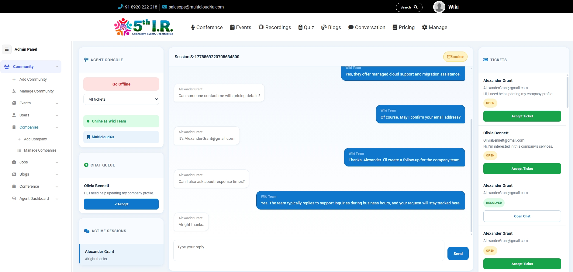 5thir agent dashboard support flow