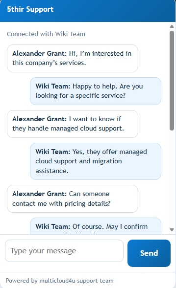 5thir customer chat widget