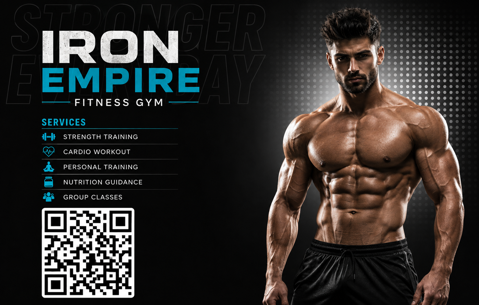 Fitness Gym QR Business Card Hover
